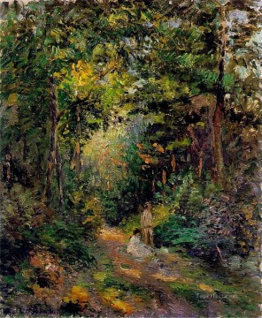  Path Oil Painting - autumn path through the woods 1876 Camille Pissarro